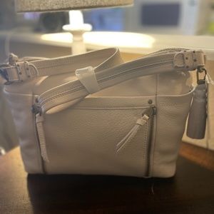 Handbag, Purse, Shoulder Bag, Leather, Cream,